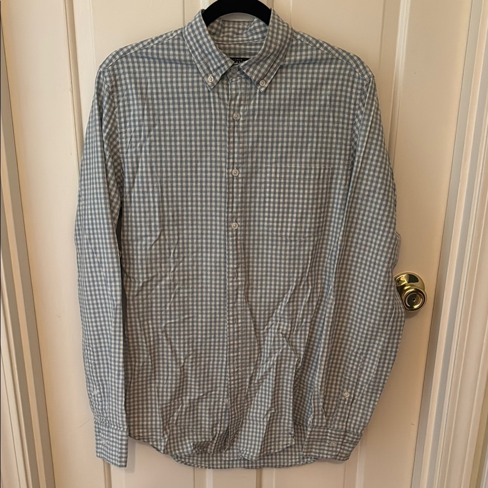 J. Crew Men's Light Blue Gingham Shirt